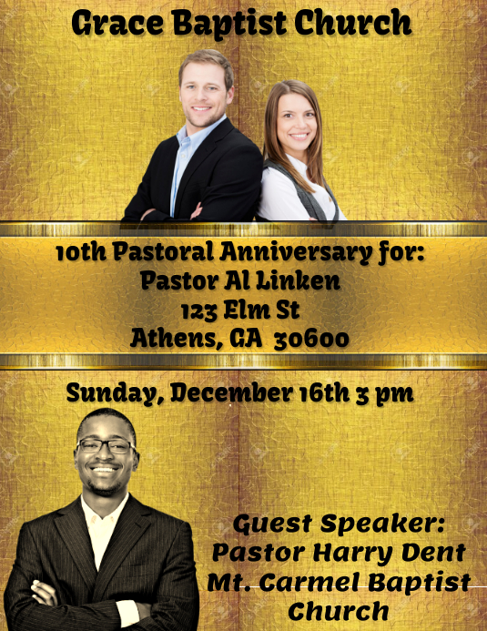 Pastor Anniversary Flyer Template PosterMyWall