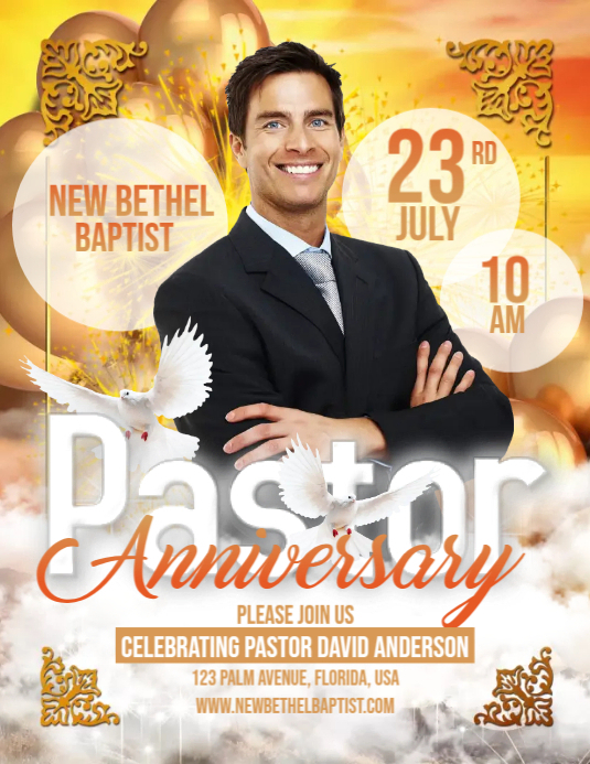 Pastor Anniversary Flyer Template PosterMyWall
