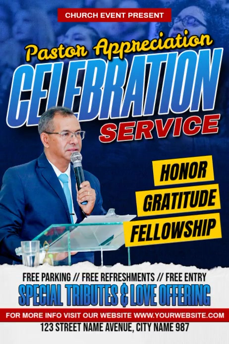 Pastor Appreciation Celebration Template | PosterMyWall