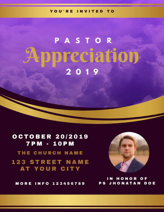 Pastor Appreciation Church Flyer Template PosterMyWall