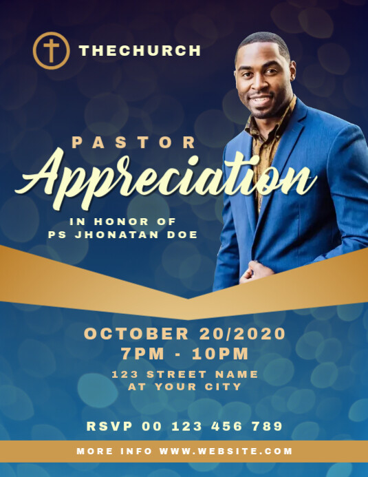 Pastor Appreciation Church Flyer Folheto (US Letter) template