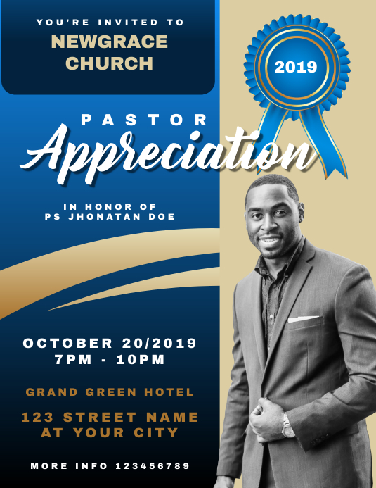 Pastor Appreciation Church Flyer template