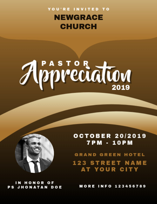 Pastor Appreciation Church Flyer Template PosterMyWall