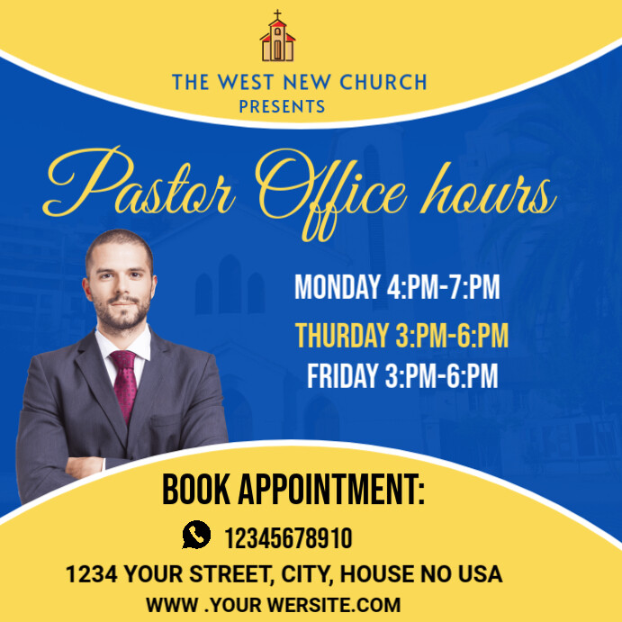 pastor office hours Instagram-opslag template