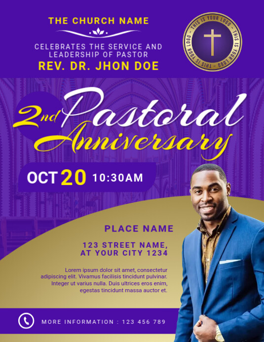 Pastoral Anniversary Pamflet (Letter AS) template