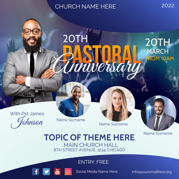 pastoral anniversary flyer Instagram Plasing template