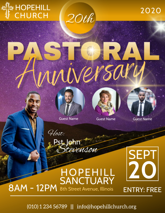 Pastoral Anniversary Flyer Template Postermywall
