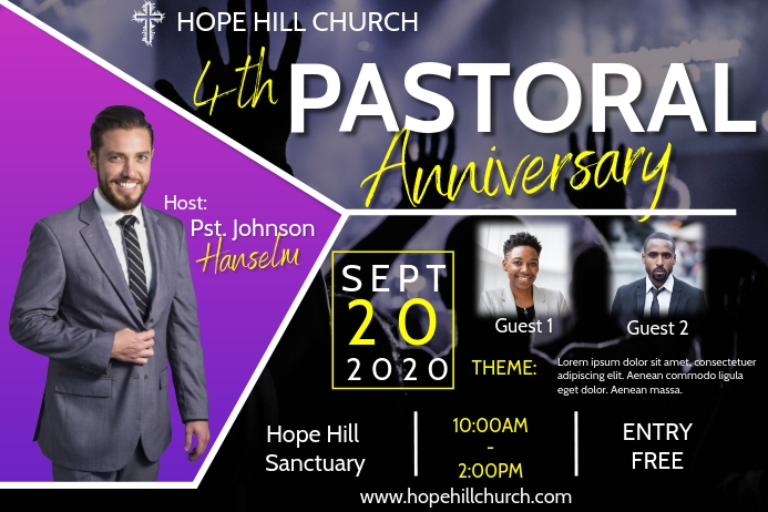 Pastoral Anniversary Flyer Template โปสเตอร์