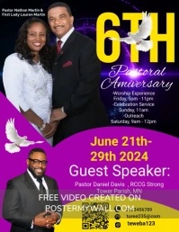 Pastoral Anniversary flyers Volante (Carta US) template