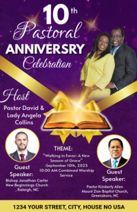 Purple Pastoral Anniversary Celebration Tabloid Template