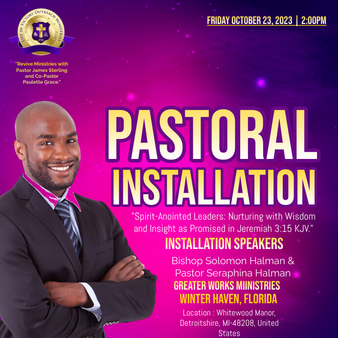 Pastoral Installation Flyer , cogic , fellows Instagram Post template