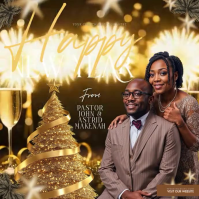 pastors happy new year card template Vierkant (1:1)