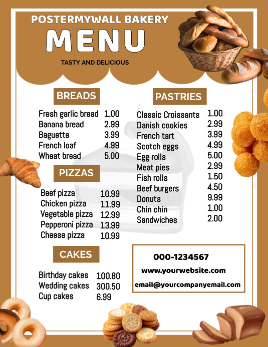 Sample Pastry Menu Pastry food menu template for restaurants | PosterMyWall