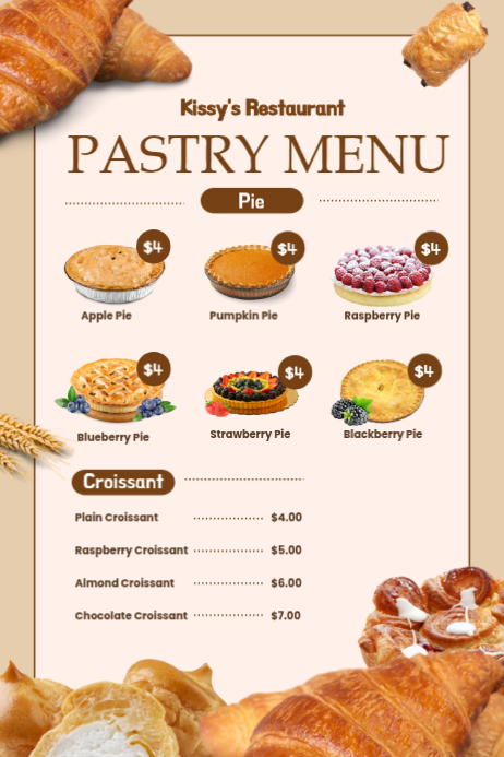 Plantilla de Pastry Menu | PosterMyWall