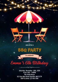 Patio bbq summer soiree party invitation A6 template