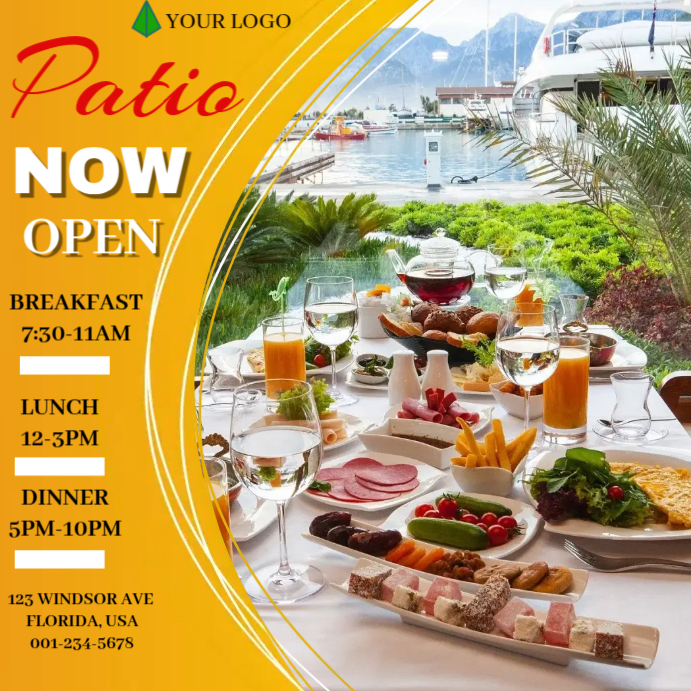 Patio Now Open Instagram-opslag template