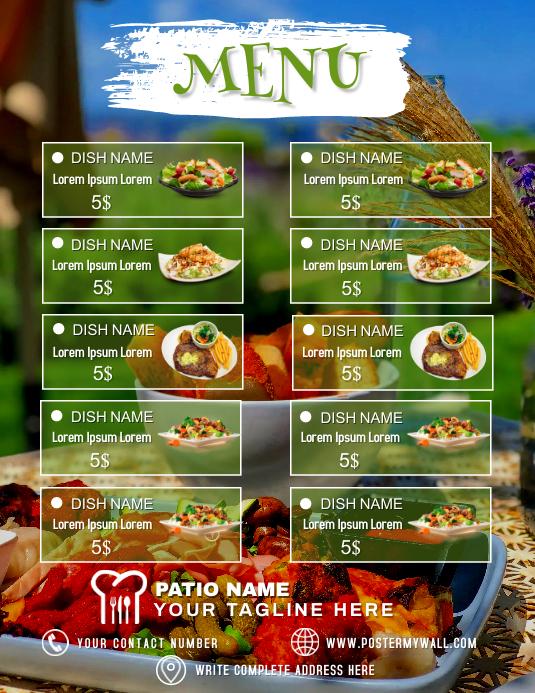 Outdoor Activity Menu Layout Patio Restaurant Outdoor Dining Menu Flyer Templat | PosterMyWall