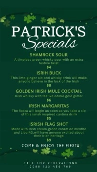 Patrick's day,st patricks,event,menu Affichage numérique (9:16) template