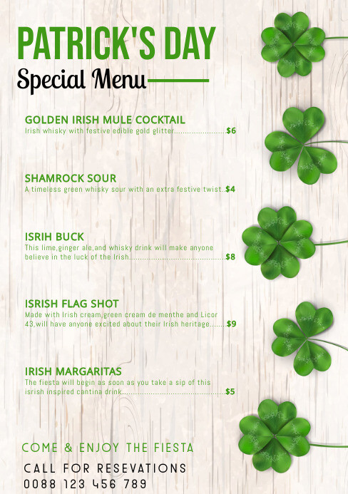 Patrick's day,st patricks,event A5 template