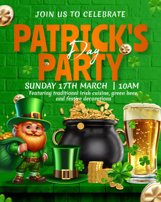 patrick's day, event, party Instagram Portrait template