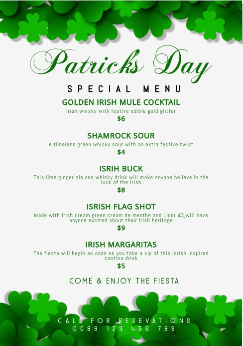 Patrick's day,st patricks,event A5 template