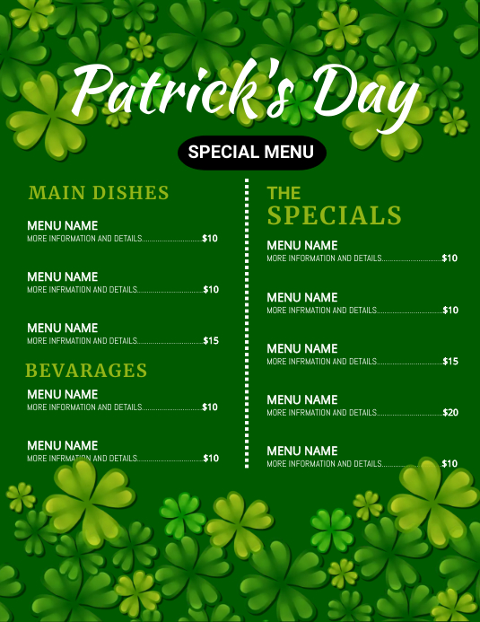 Patrick's day,st patricks,event Flyer (US Letter) template