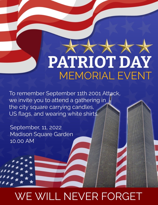 Patriot Day - September 11th Attack Memorial Template | PosterMyWall
