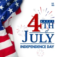 Patriotic 4th of July Flyer with American Flag & Fireworks Instagram-Beitrag template