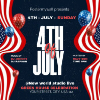 Patriotic 4th of July Party Flyer with Balloons and USA Flags Publicación de Instagram template