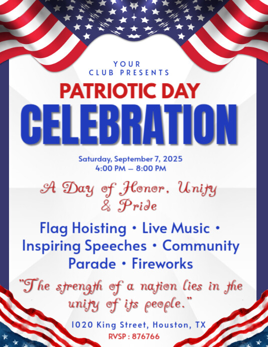 Patriotic Day celebration Template | PosterMyWall