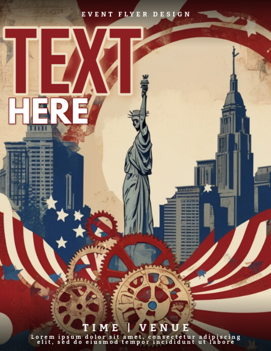 Patriotic Labor Day Flyer Background – American Worker Collage 传单(美国信函) template