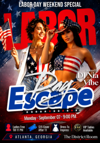 Black Labor Day Weekend Party A4 Template
