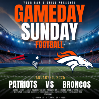 patriots vs broncos. nfl game day flyer. american football. Instagram Post template