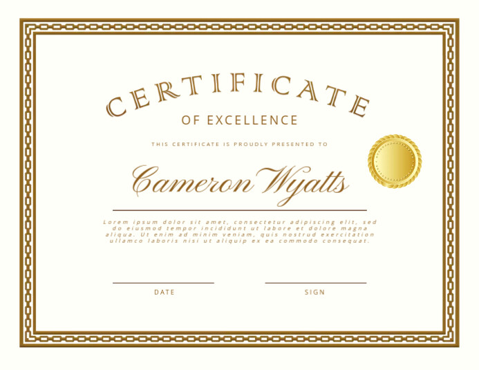 Vintage Border Certificate Excellence Award | PosterMyWall