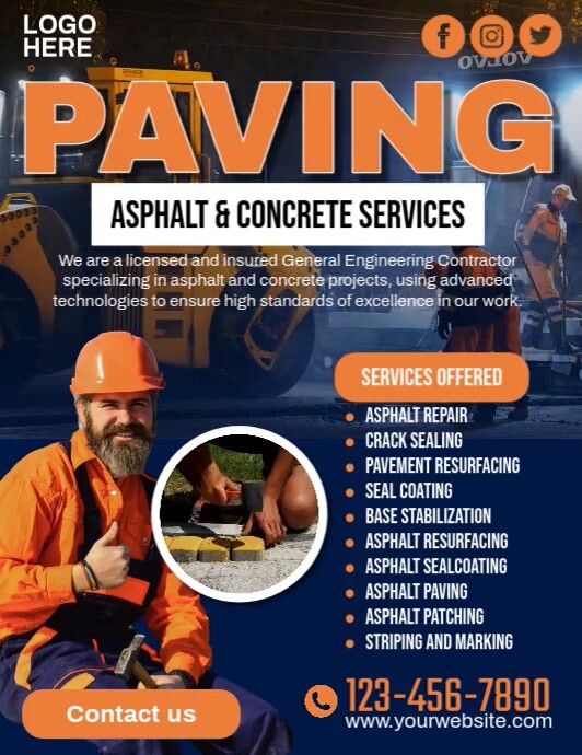 Paving Services Flyer (US Letter) template