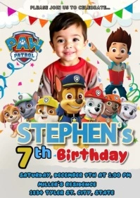 paw patrol birthday A4 template