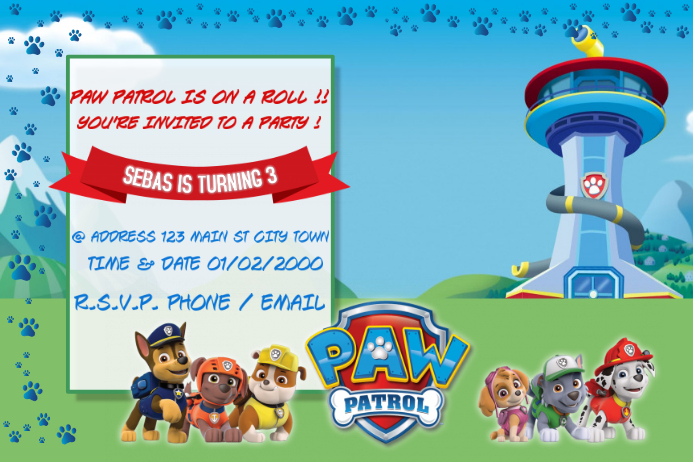 Paw Patrol Birthday Invitation Template Postermywall