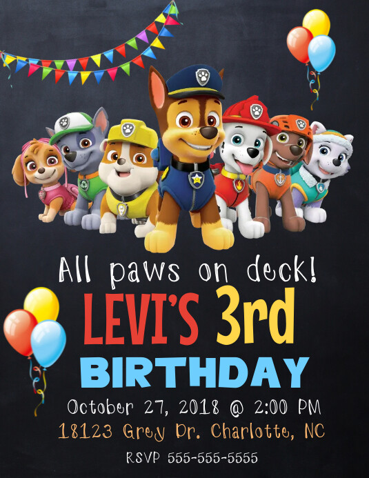 Paw Patrol Birthday Invitation Template | PosterMyWall
