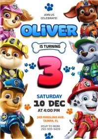Paw patrol birthday Invitation A4 template