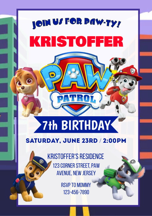 Plantilla de Paw Patrol Birthday Invitation Design | PosterMyWall