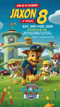 Paw Patrol Birthday Invitation Pantalla Digital (9:16) template
