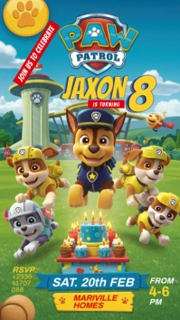 Paw Patrol Birthday Invitation Pantalla Digital (9:16) template