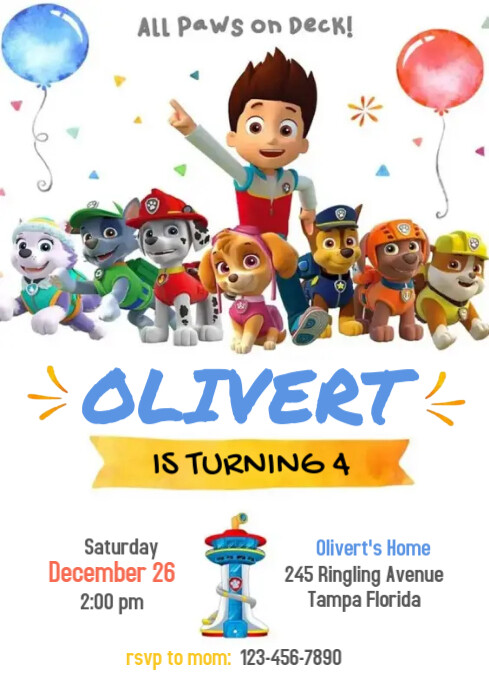 Image 3 for Paw Patrol Invite Template