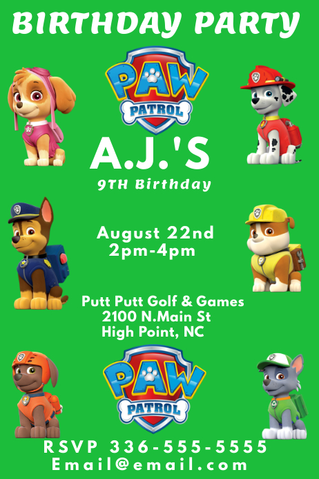 Patrouille Geburtstagsparty Vorlage Postermywall