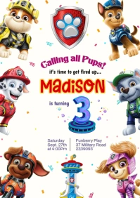 Paw Patrol Birthday Party Invitation A5 template