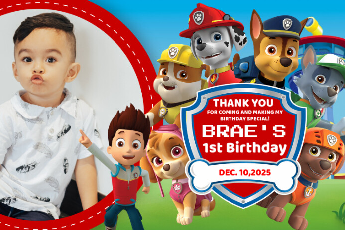 Paw patrol birthday ref magnet layout Template | PosterMyWall