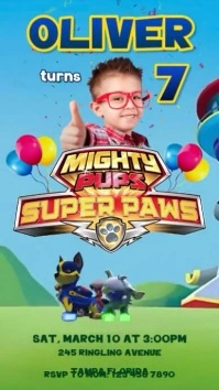 paw patrol birthday video invitation Digital Display (9:16) template