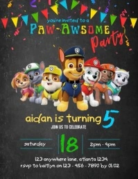 Paw patrol chalkboard birthday invitation Flyer (US Letter) template