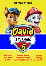 Paw Patrol Design2 Birthday Template A4