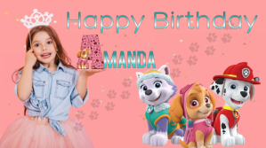paw patrol happy birthday banner Digitalt display (16:9) template